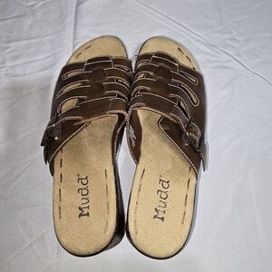 Women's Brown Mudd Wedge Y2k Sandals Size 10